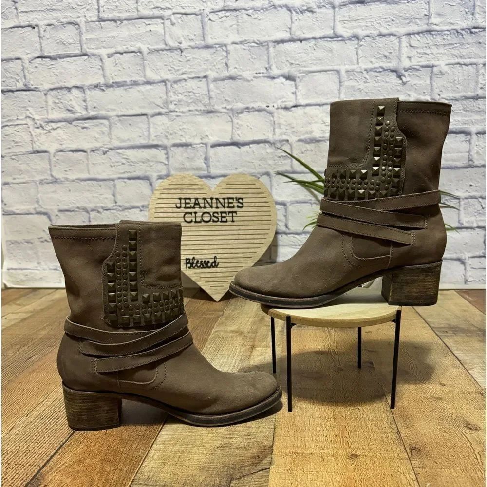 Vince Camuto New Womens Donato Brown Studded Bootsโ8.5 M Shoes